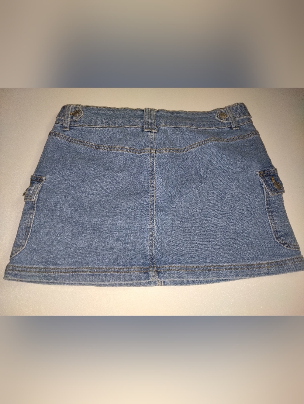 BBJ Women's Denim Mini Skirt with Utility Pockets  Blue New Size M - Picture 2 of 5